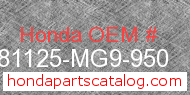 Honda 81125-MG9-950 genuine part number image