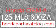 Honda 81125-ML8-600ZA genuine part number image