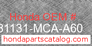 Honda 81131-MCA-A60 genuine part number image