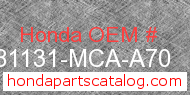Honda 81131-MCA-A70 genuine part number image