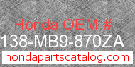 Honda 81138-MB9-870ZA genuine part number image
