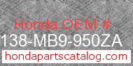 Honda 81138-MB9-950ZA genuine part number image