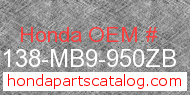 Honda 81138-MB9-950ZB genuine part number image