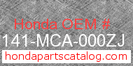 Honda 81141-MCA-000ZJ genuine part number image