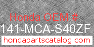 Honda 81141-MCA-S40ZF genuine part number image