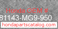 Honda 81143-MG9-950 genuine part number image