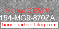 Honda 81154-MG9-870ZA genuine part number image