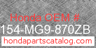 Honda 81154-MG9-870ZB genuine part number image