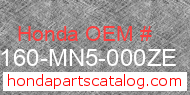 Honda 81160-MN5-000ZE genuine part number image