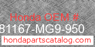 Honda 81167-MG9-950 genuine part number image