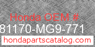 Honda 81170-MG9-771 genuine part number image