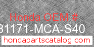 Honda 81171-MCA-S40 genuine part number image