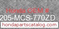 Honda 81205-MCS-770ZD genuine part number image