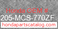 Honda 81205-MCS-770ZF genuine part number image