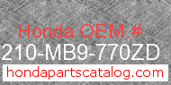 Honda 81210-MB9-770ZD genuine part number image