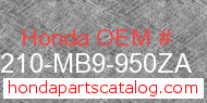 Honda 81210-MB9-950ZA genuine part number image