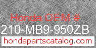 Honda 81210-MB9-950ZB genuine part number image