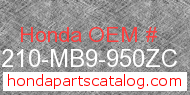 Honda 81210-MB9-950ZC genuine part number image