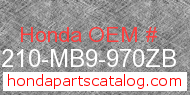 Honda 81210-MB9-970ZB genuine part number image