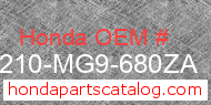 Honda 81210-MG9-680ZA genuine part number image