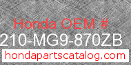Honda 81210-MG9-870ZB genuine part number image