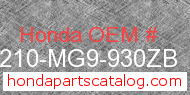 Honda 81210-MG9-930ZB genuine part number image