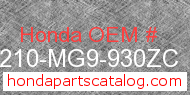 Honda 81210-MG9-930ZC genuine part number image