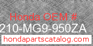 Honda 81210-MG9-950ZA genuine part number image