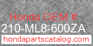 Honda 81210-ML8-600ZA genuine part number image