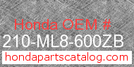 Honda 81210-ML8-600ZB genuine part number image