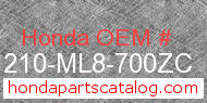 Honda 81210-ML8-700ZC genuine part number image