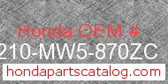 Honda 81210-MW5-870ZC genuine part number image