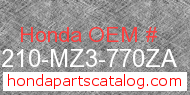 Honda 81210-MZ3-770ZA genuine part number image