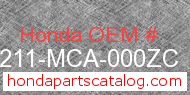 Honda 81211-MCA-000ZC genuine part number image