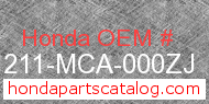 Honda 81211-MCA-000ZJ genuine part number image