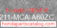Honda 81211-MCA-A60ZC genuine part number image