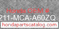 Honda 81211-MCA-A60ZQ genuine part number image