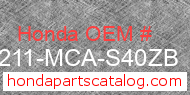 Honda 81211-MCA-S40ZB genuine part number image