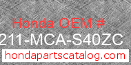 Honda 81211-MCA-S40ZC genuine part number image