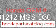 Honda 81212-MGS-D30 genuine part number image