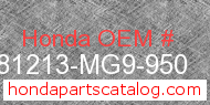 Honda 81213-MG9-950 genuine part number image