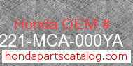 Honda 81221-MCA-000YA genuine part number image