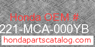 Honda 81221-MCA-000YB genuine part number image