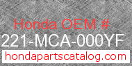 Honda 81221-MCA-000YF genuine part number image