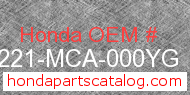 Honda 81221-MCA-000YG genuine part number image