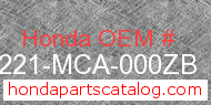 Honda 81221-MCA-000ZB genuine part number image
