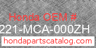 Honda 81221-MCA-000ZH genuine part number image