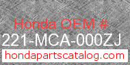 Honda 81221-MCA-000ZJ genuine part number image