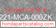 Honda 81221-MCA-000ZK genuine part number image
