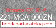 Honda 81221-MCA-000ZN genuine part number image